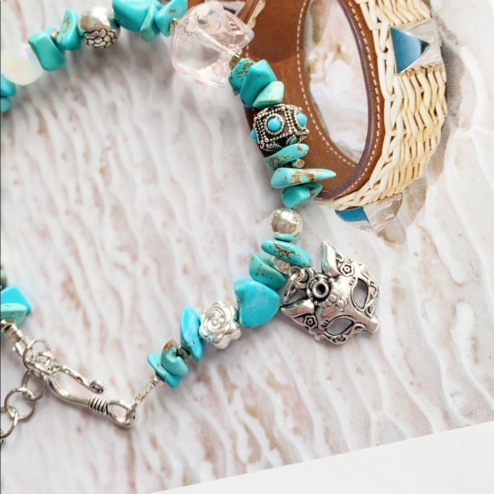 Sweet Turquoise stone Bracelet With Fox Mask